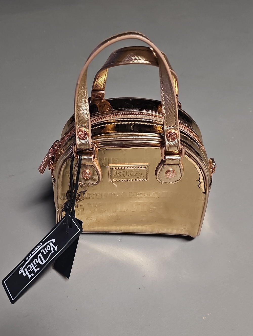 Von Dutch Originals Rose Gold Reflective Bowling Bag NWT